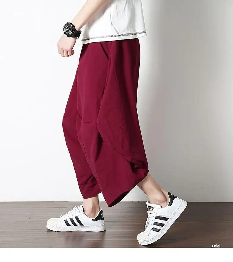 Casual Linen Pants For Men Chinese Style.