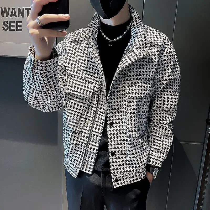 Men Spring and Autumn Brand Houndstooth New .