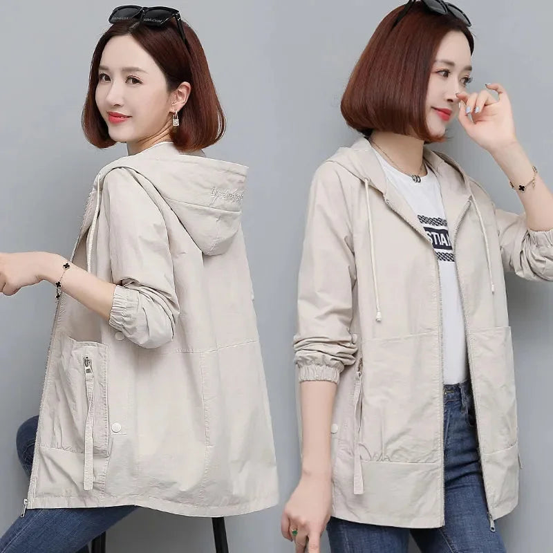 NEW Autumn Women's Jacket Windbreaker Female Hooded.