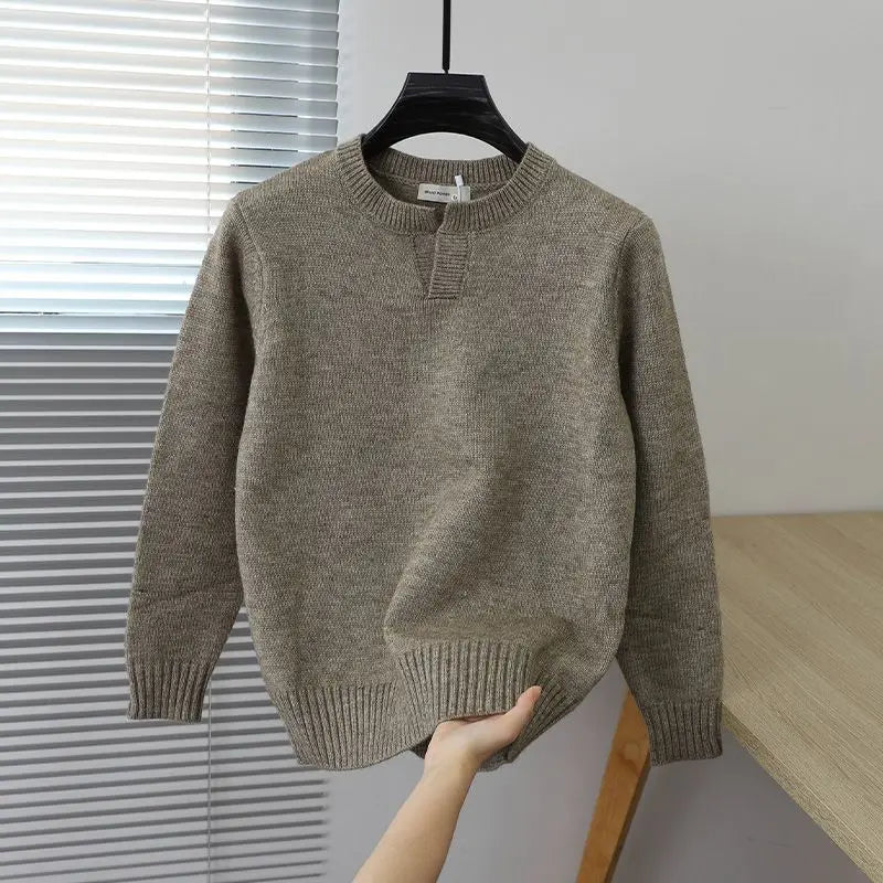 2023 Autumn and Winter Korean Edition Simple Solid Color Pullover Round Neck Soft and Versatile Popular Underlay Knitted Sweater