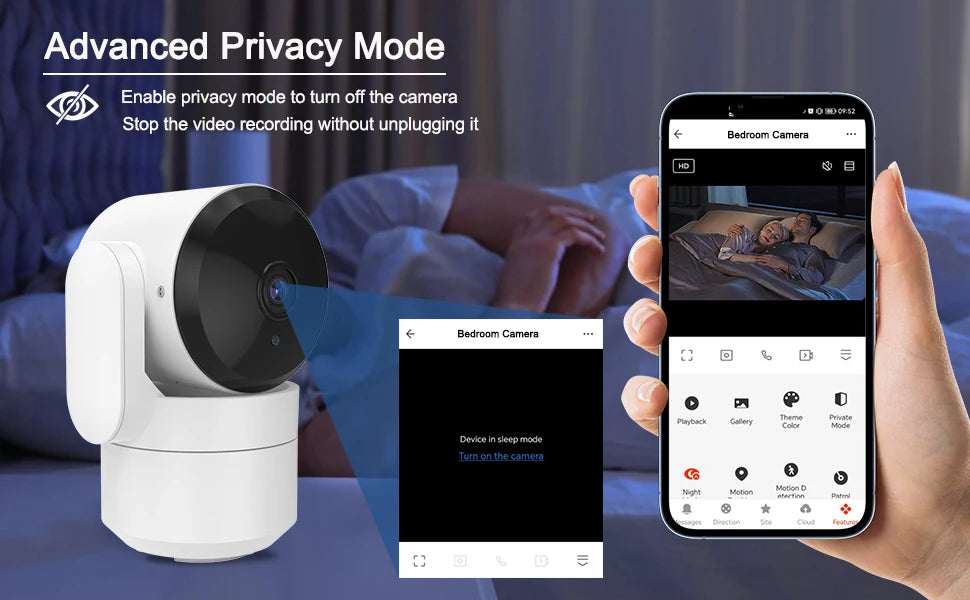 AMOROM 2K Indoor Camera 5/2.4G Wi-Fi Home Night Vision Security Camera.