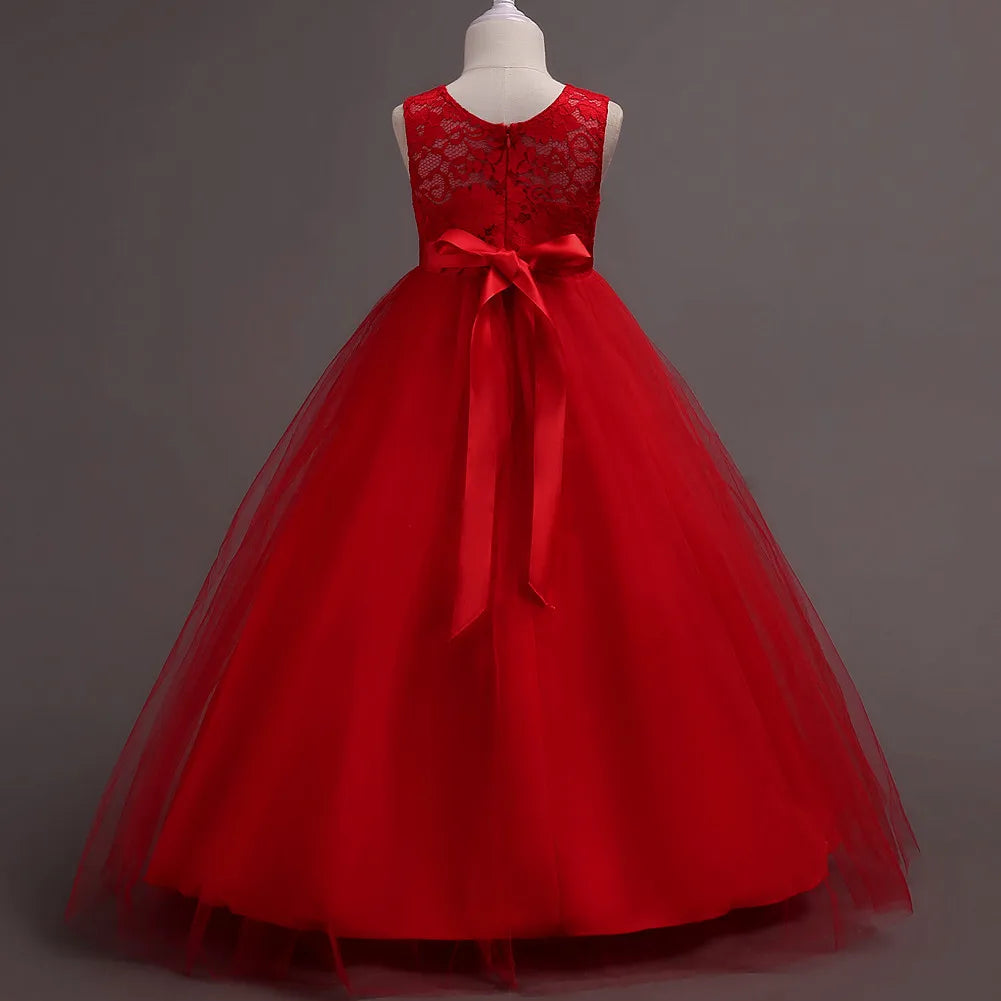 Western girls dress Princess dress Children's dress long lace .