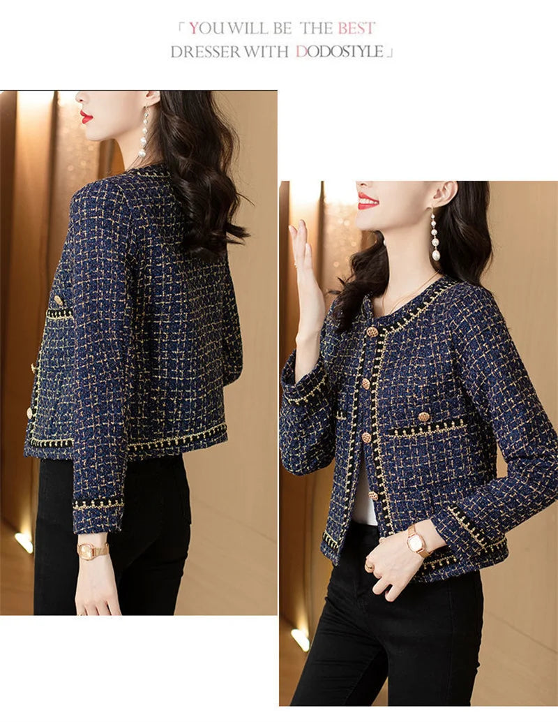 French Vintage Small Fragrance Tweed Jacket Coat Women's .