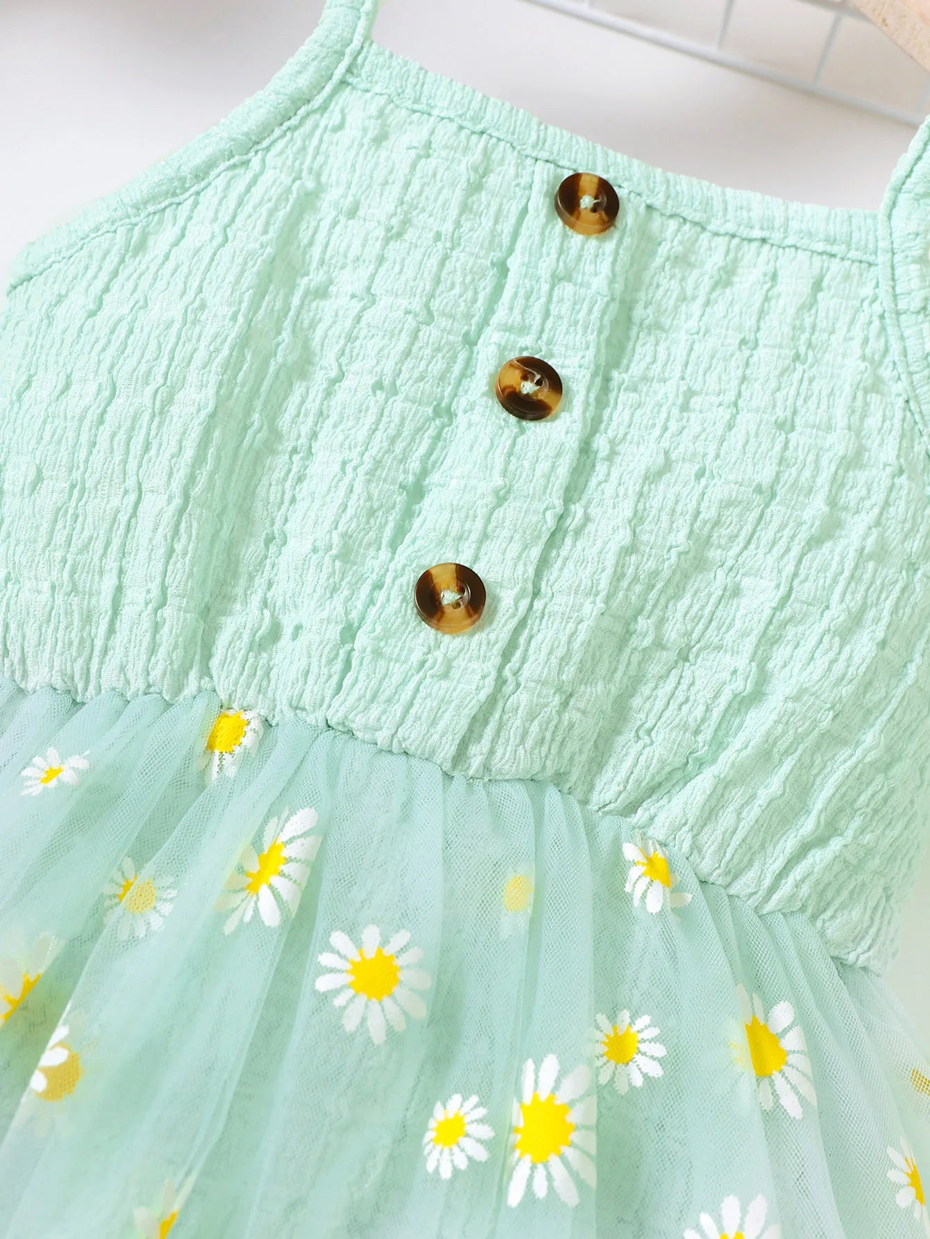 Toddler Children's Lace Up Bow Small Daisy Chiffon Bodysuit.