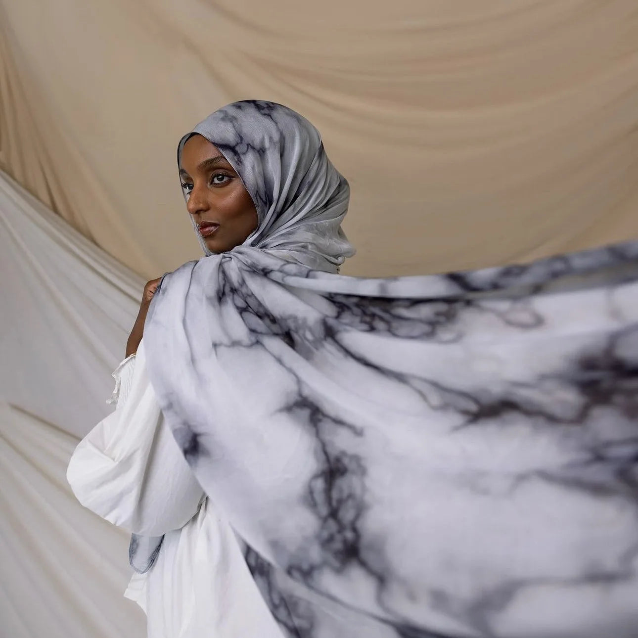 Women Scarves Bohemian Watercolor Muslim Hijab Floral Printed .