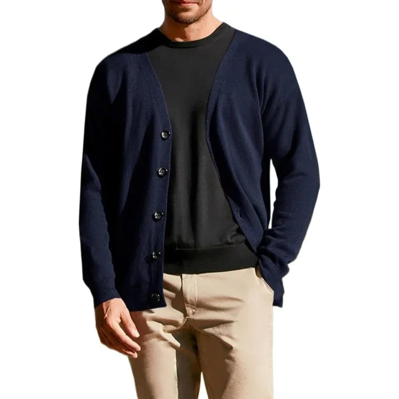 Men's Lightweight Cardigan Sweater Single-Breasted V-Neck.m