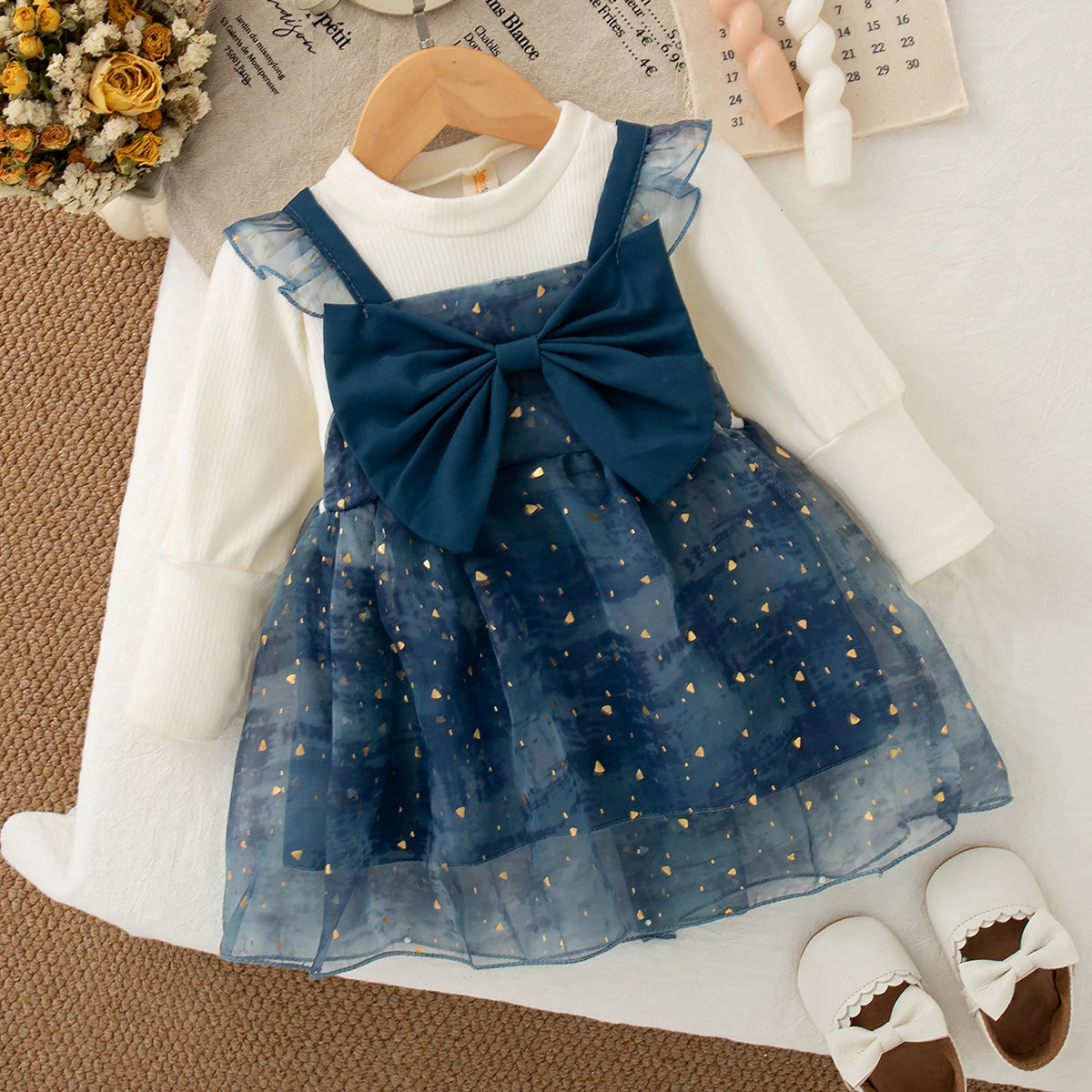 Girls Dresses Summer Colourful Sequins Mesh Long Sleeve Baby Girl s.