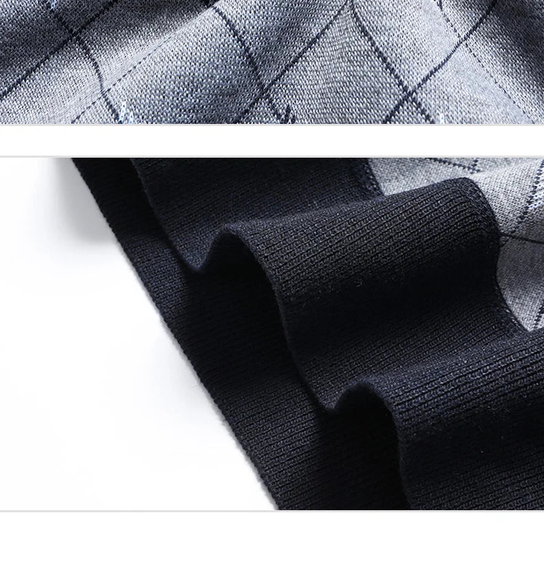 Men‘s V-neck Sweater Vest Autumn Winter Fleece Lining Knit.