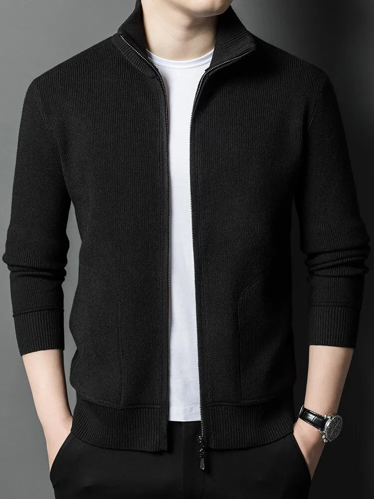 Solid Color Long-sleeved Stretch Cardigan for Men,