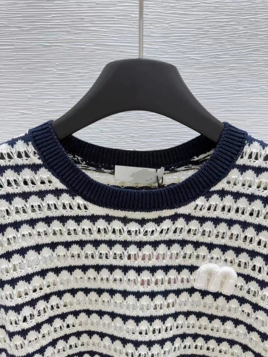Knit Sweater T-shirts Women Embroidered Short Sleeve .