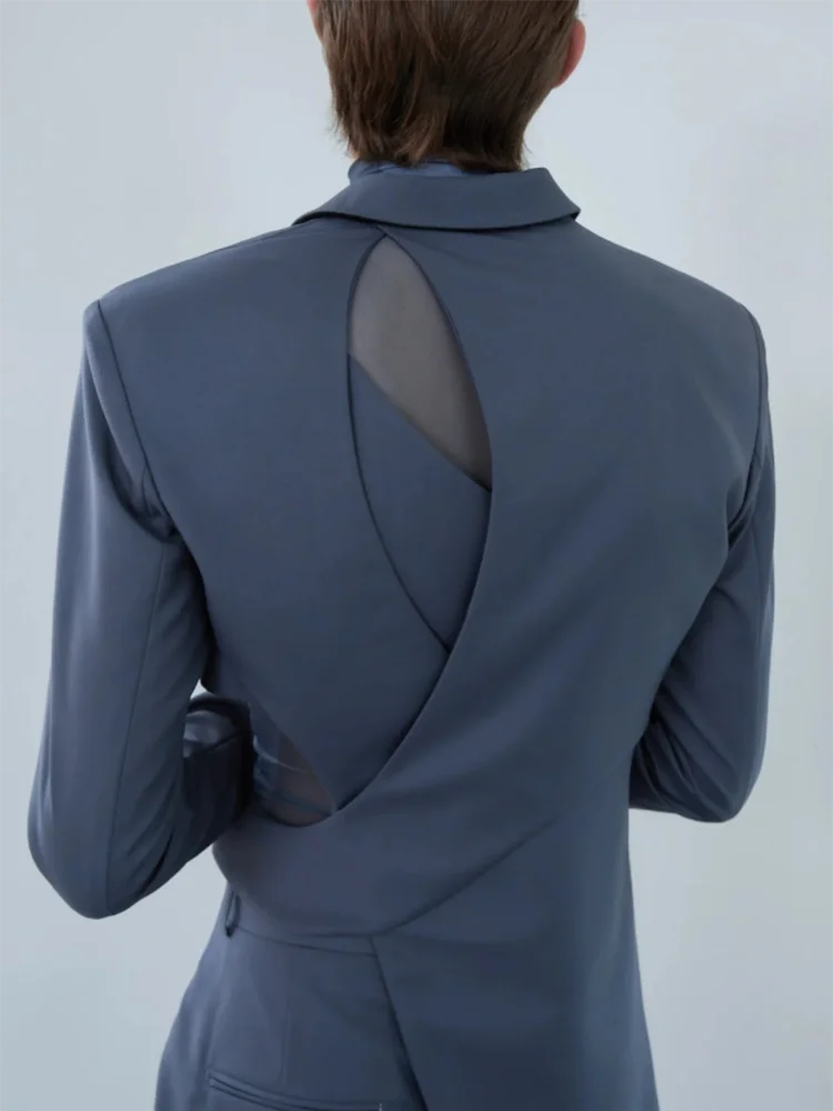 VGH Solid Hollow Out Casual Irregular Blazers For Women .