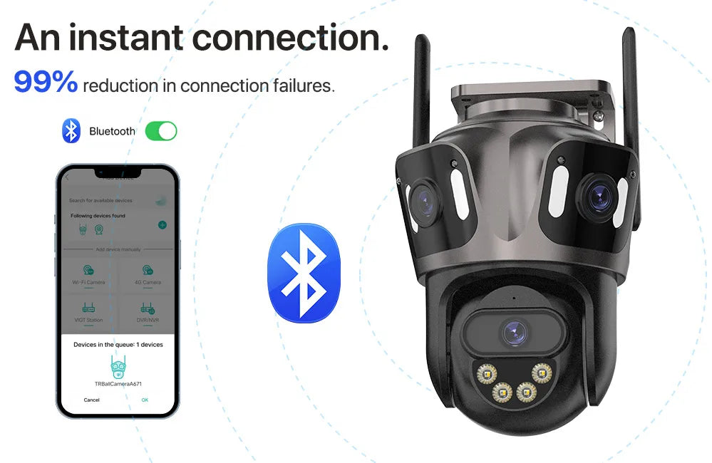 6K HD Outdoor IP Camera WiFi Three Lens