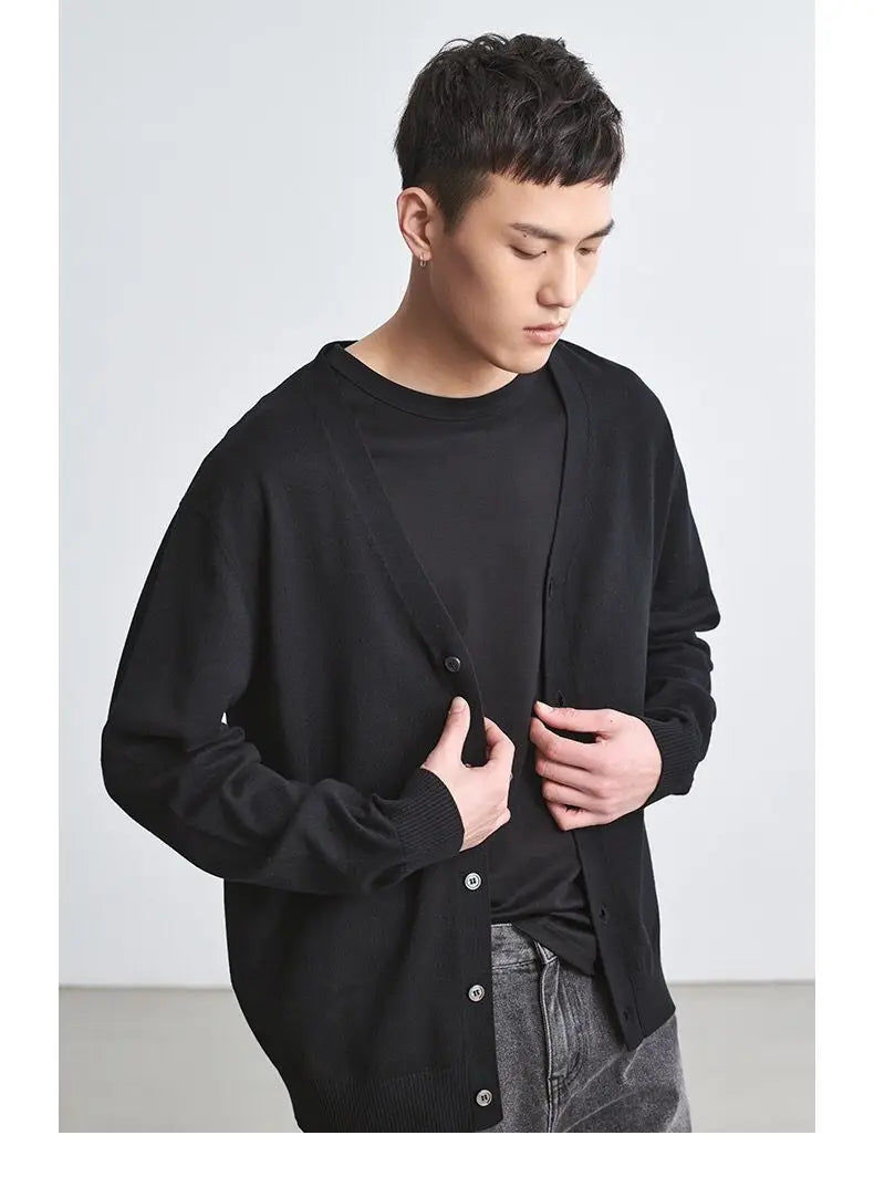 Men's Clothing Autumn Winter Long Sleeve Tops T-Shirts V-neck.