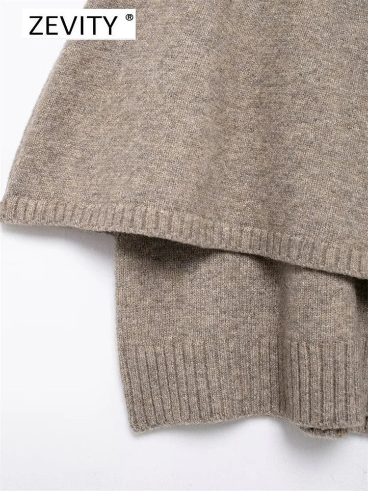 Women O Neck Breasted Solid Color Knitted Shawl Sweater Jacket Female .