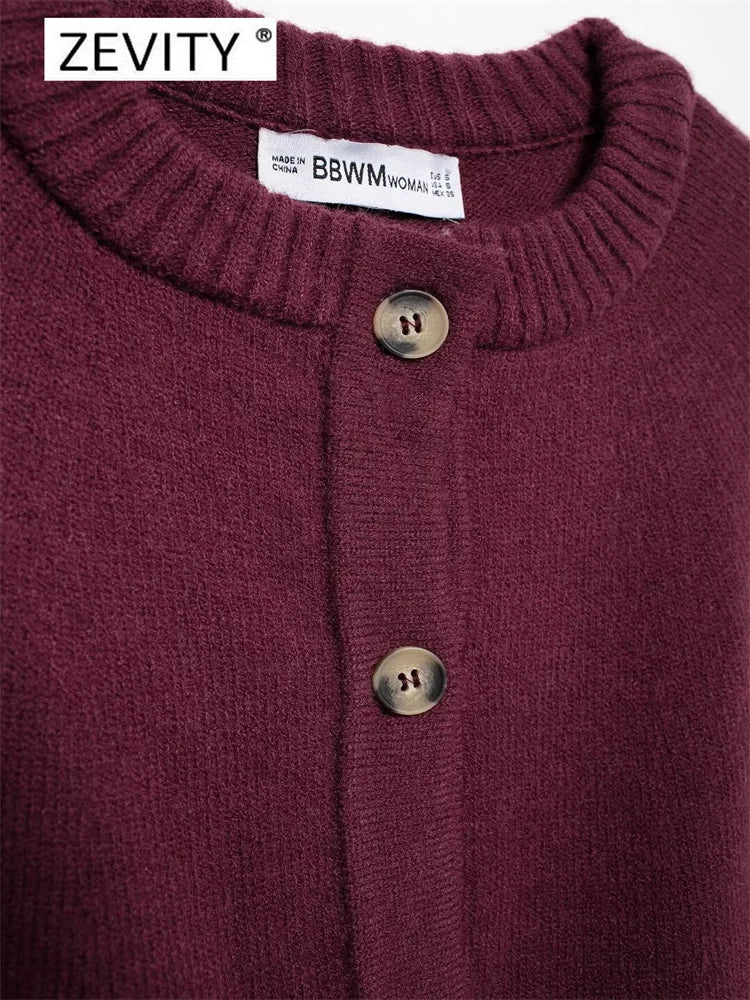 Women O Neck Breasted Solid Color Knitted Shawl Sweater Jacket Female .