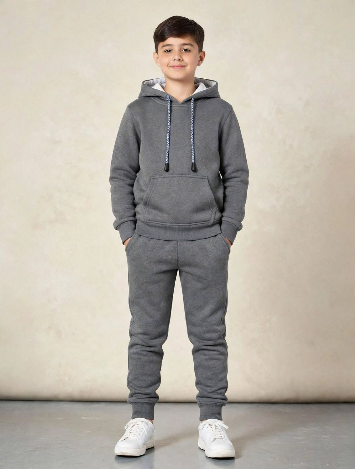 Kid Boys Solid Cotton Pocket Hoodie | MH Size (2-12Years)