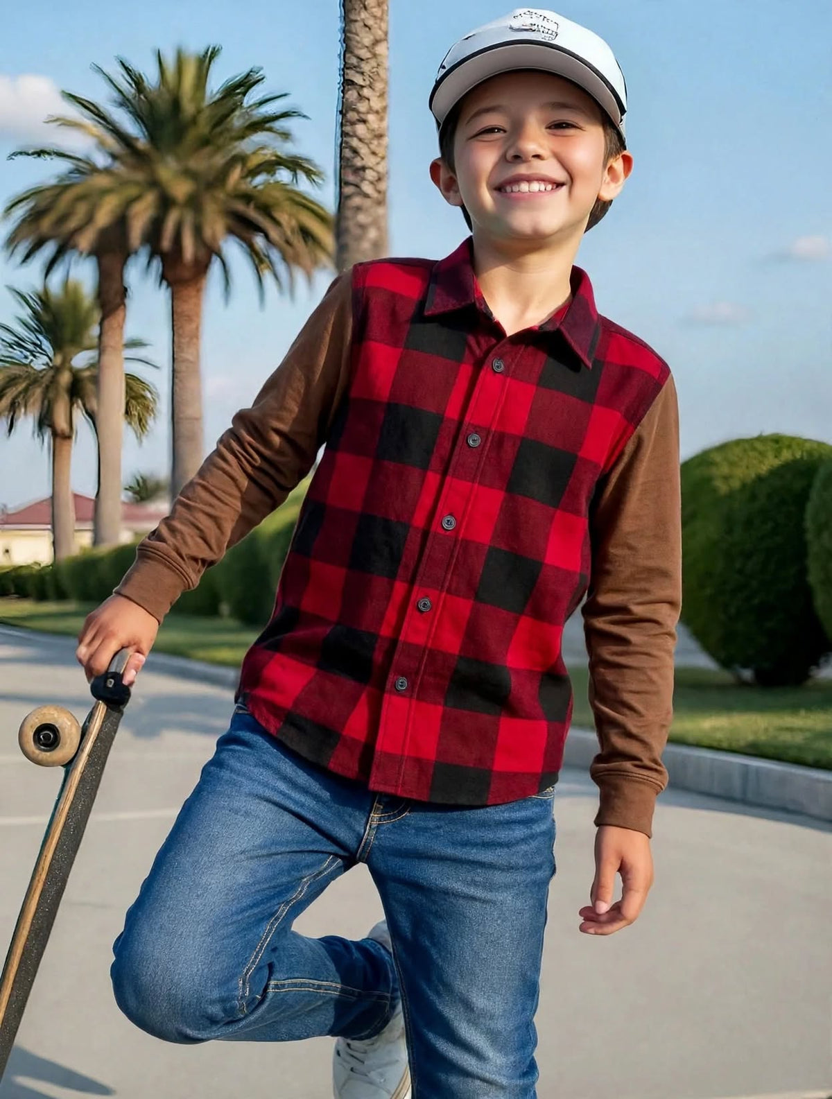 Kids Plaid Button Down Shirt Long Sleeve Casual Check Plaid | Ages 2-12 | MH