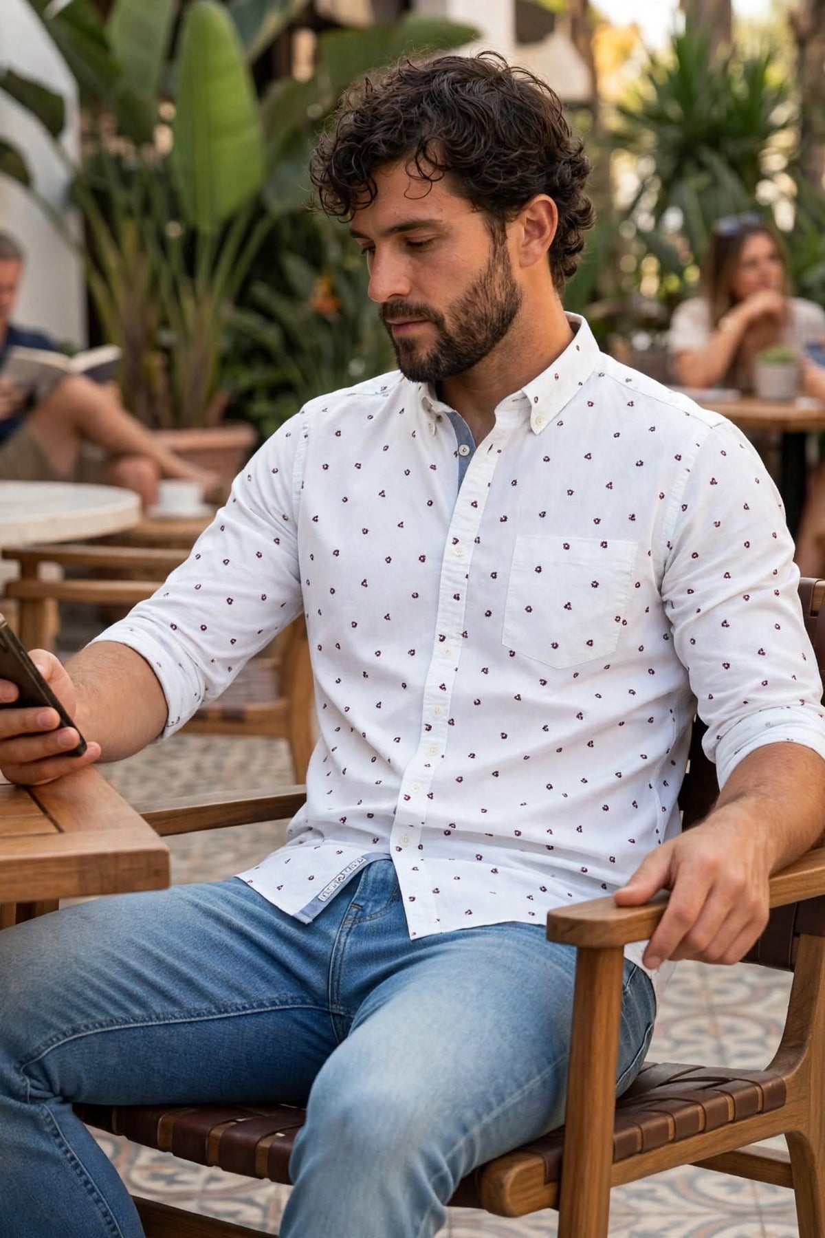 Men's Slim-Fit Printed Button-Down Shirt | MH Signature Casual Cotton Shirt | (Sizes S-XL) | MH