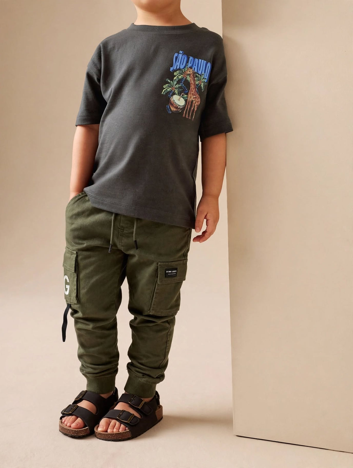 Teen Boys Cargo Pants Olive Green 9-16 Years | Drawstring Jogger Cargo Trousers | MH