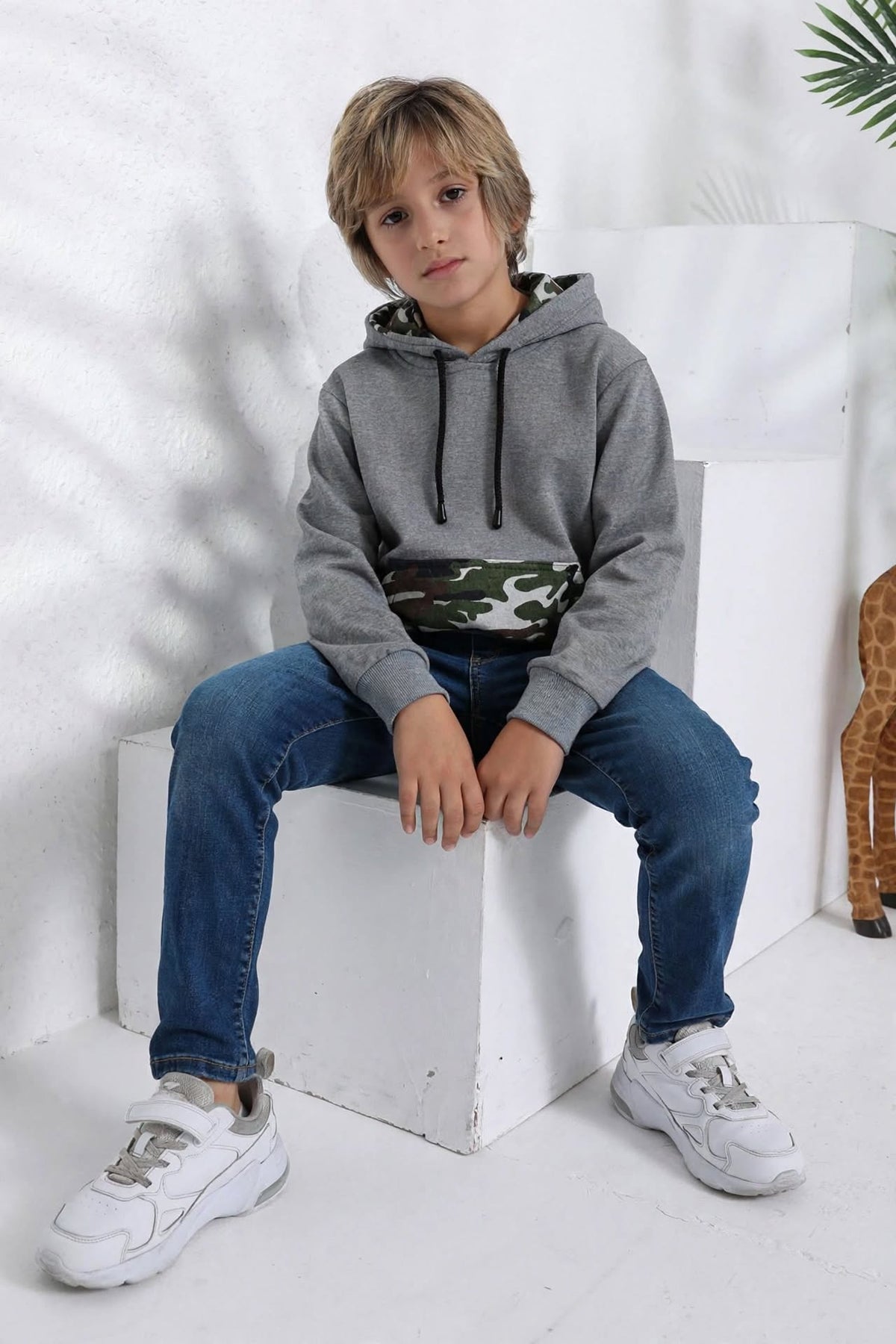 Kid Boys Premium Camo Pocket Hoodie with Contrast Trim | MH Size (2-12Years)