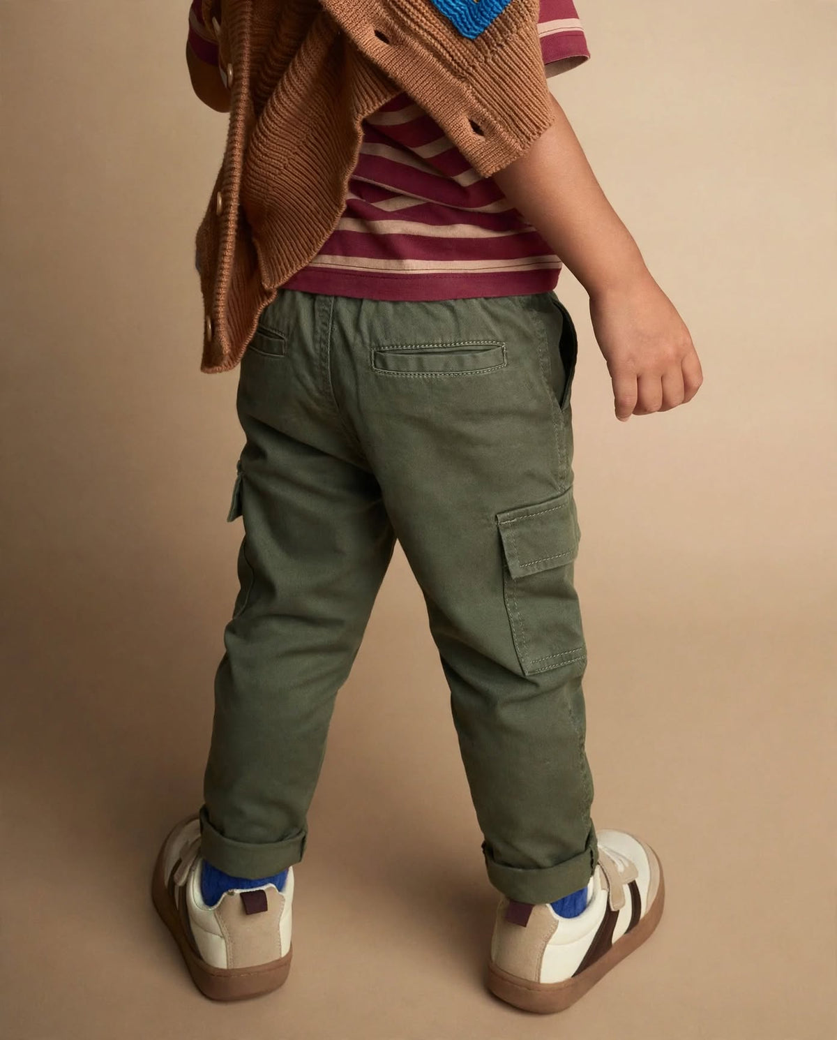Teen Boys Cargo Pants Olive Green 9-16 Years | Drawstring Jogger Cargo Trousers | MH