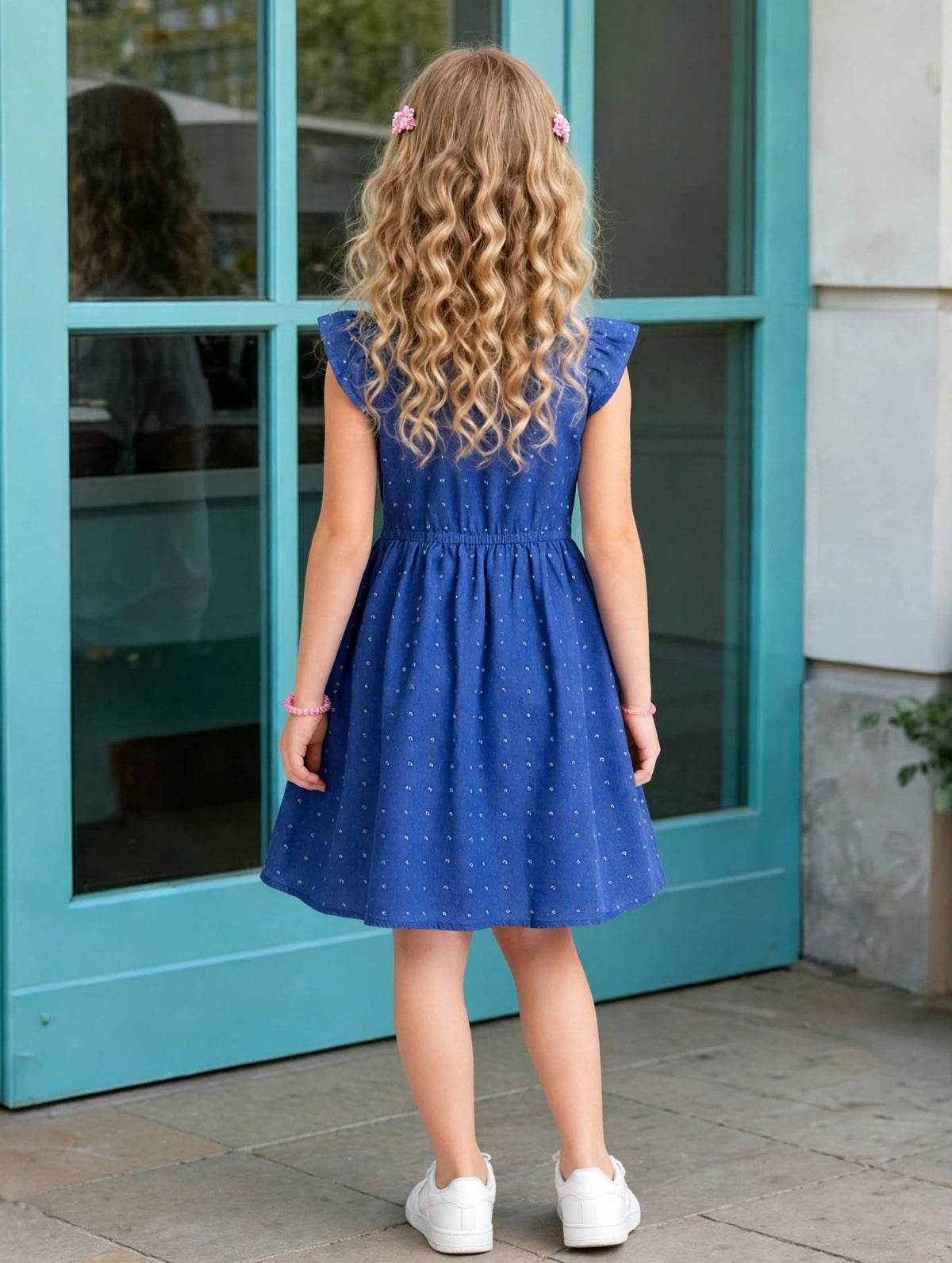 Girls Indigo Blue Printed Cotton Dress (2–12 Years) | Soft Casual Party Wear | MH AE