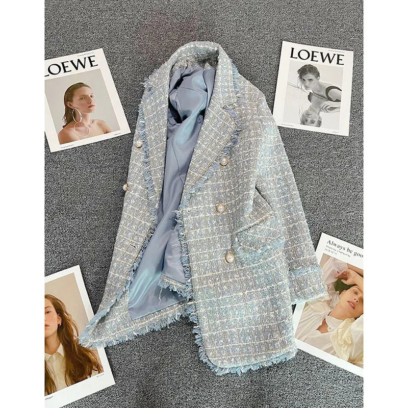 Women's Jacket New Spring Autumn Double Breasted Leisure Women's Suit Coat.