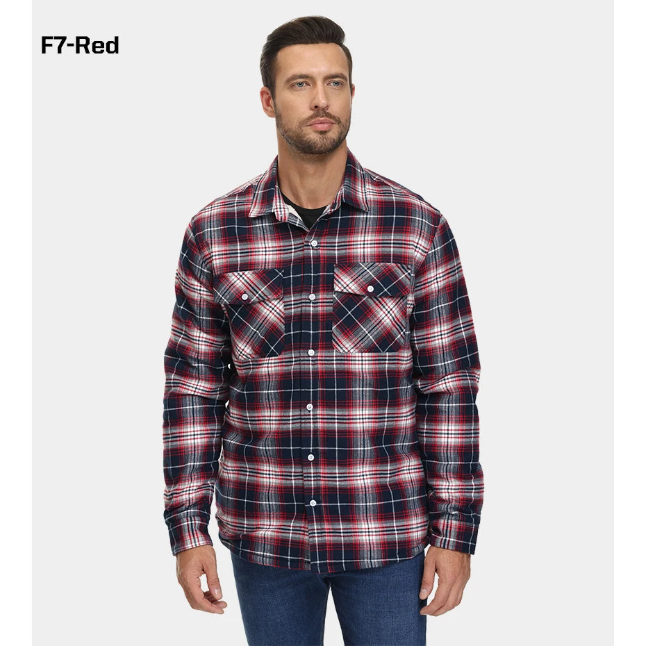 MAGCOMSEN Men's Fleece Plaid Flannel Shirt Jacket.