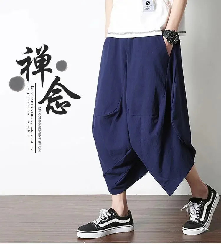 Casual Linen Pants For Men Chinese Style.
