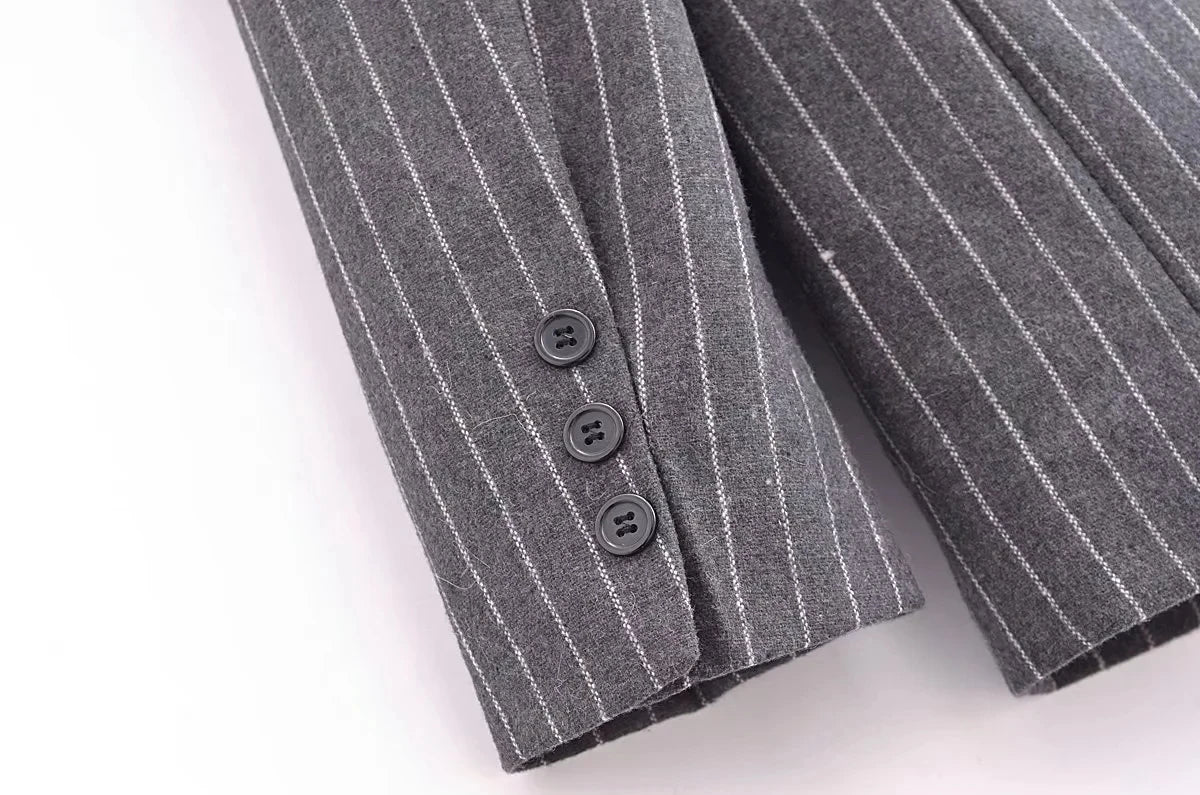 XNWMNZ  Women's Fashion Pinstripe Blended Blazer.
