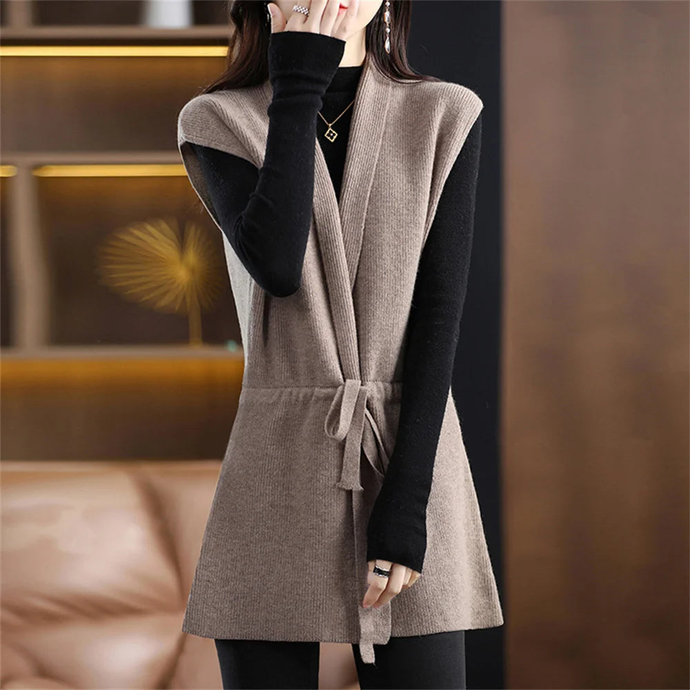 Sweater Vest Knitted Cardigan Sleeveless Jumpers .