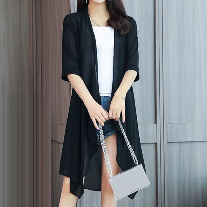 Summer Sun Protection Clothing Women Chiffon Cardigan .