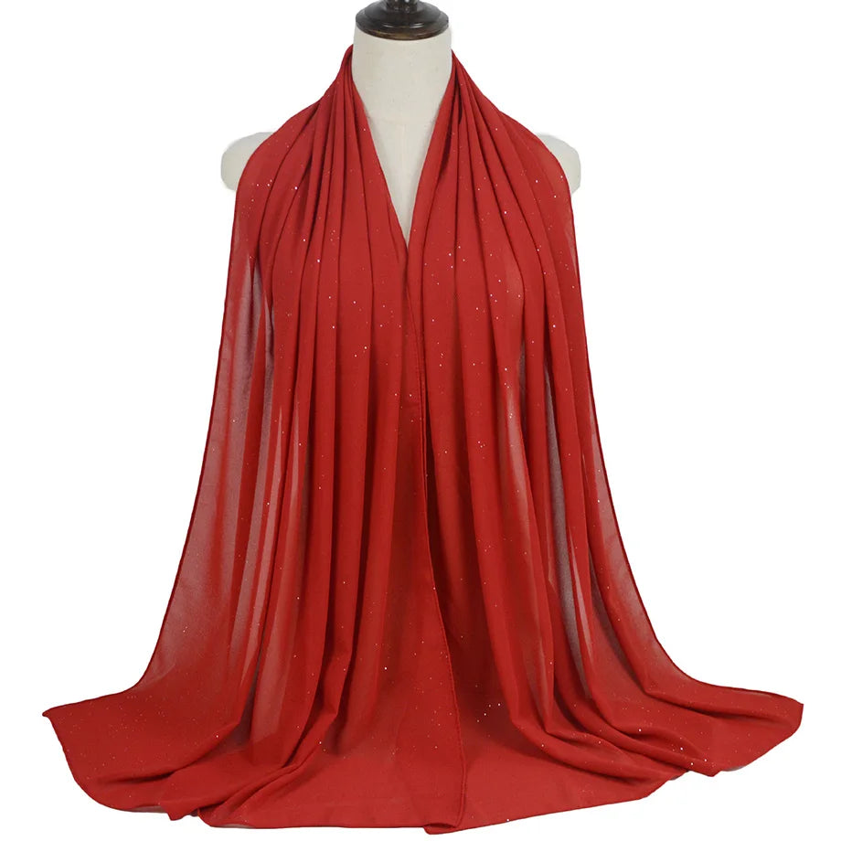 180*75cm Bronzing Muslim Chiffon Hijab Shawls Scarf Women Solid Color Head Wraps Women Hijabs Scarves Ladies Foulard Femme Veil