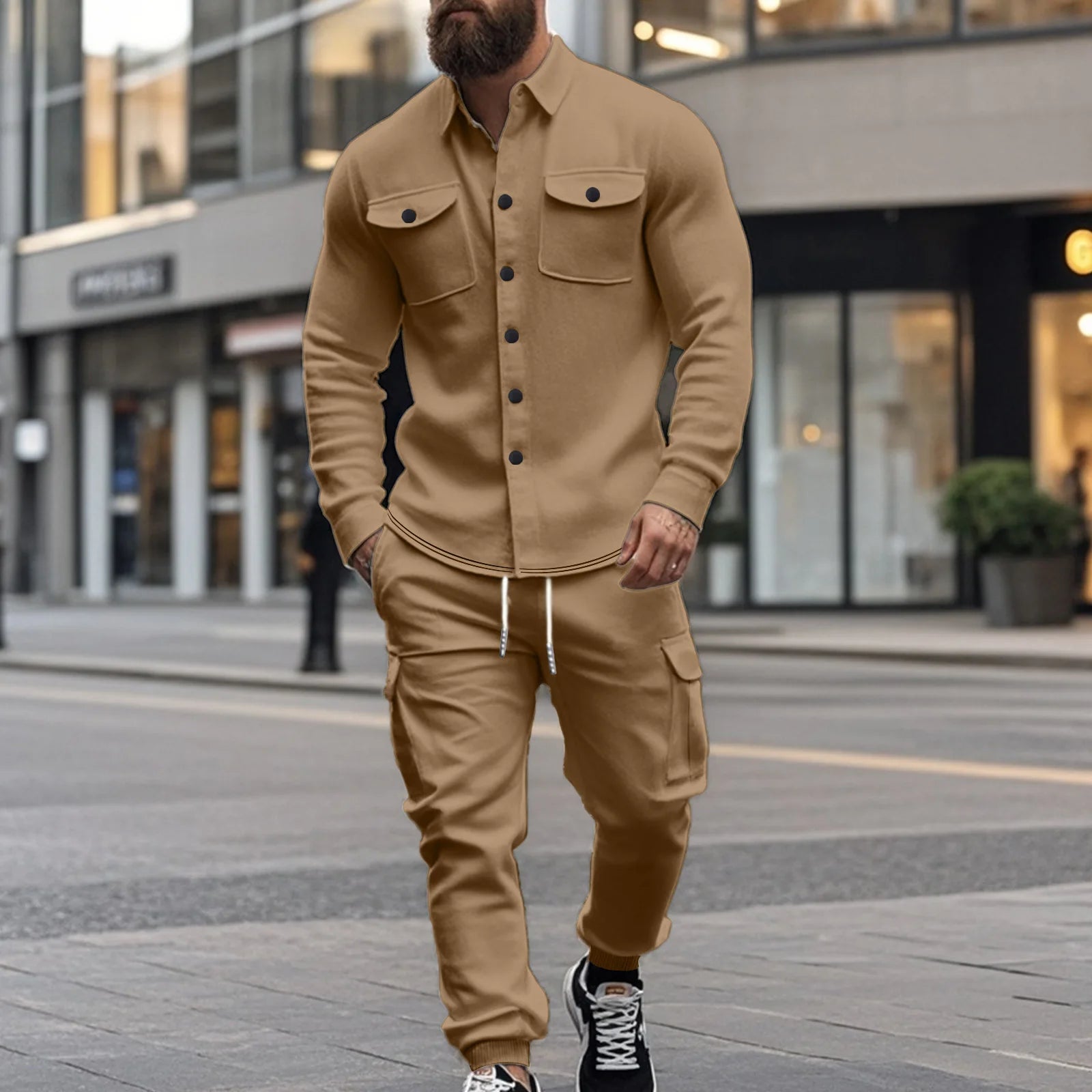 American heavy heavy men's overalls lined with outdoor sports pants.