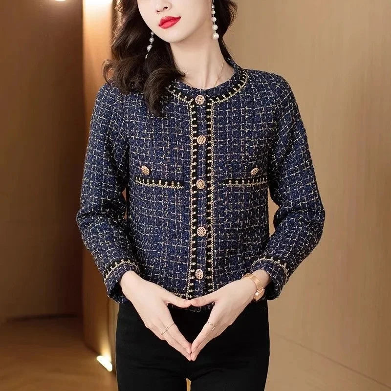 French Vintage Small Fragrance Tweed Jacket Coat Women's .
