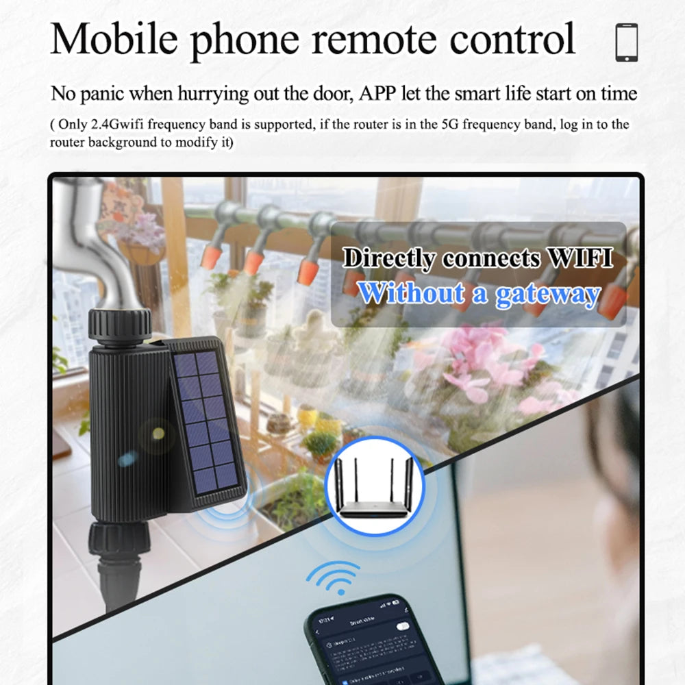 Tuya Smart Wifi Watering Timer Solar Energy Sprinkler Drip Irrigation System.