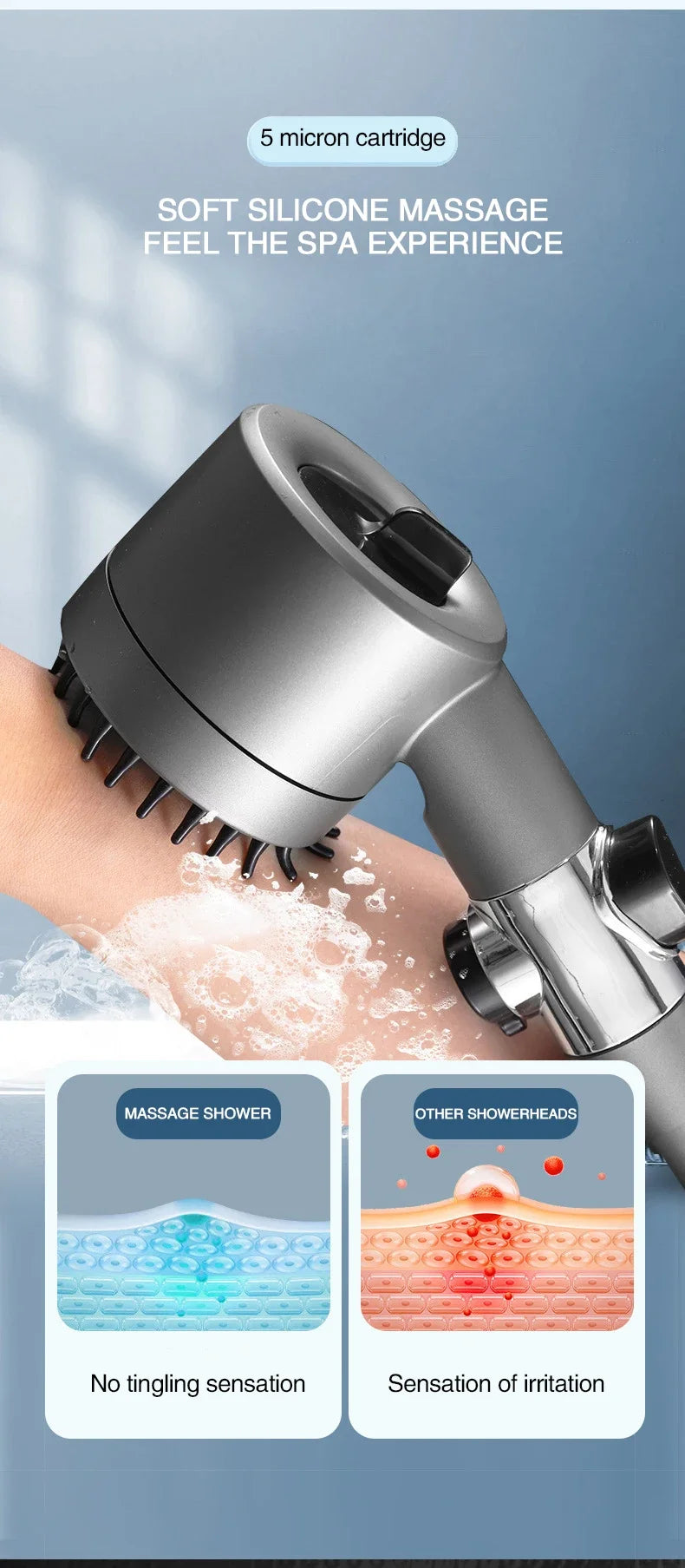 High Pressurized Filter Shower Head 3-mode Adjustable Spray with  Bathroom Accessories.