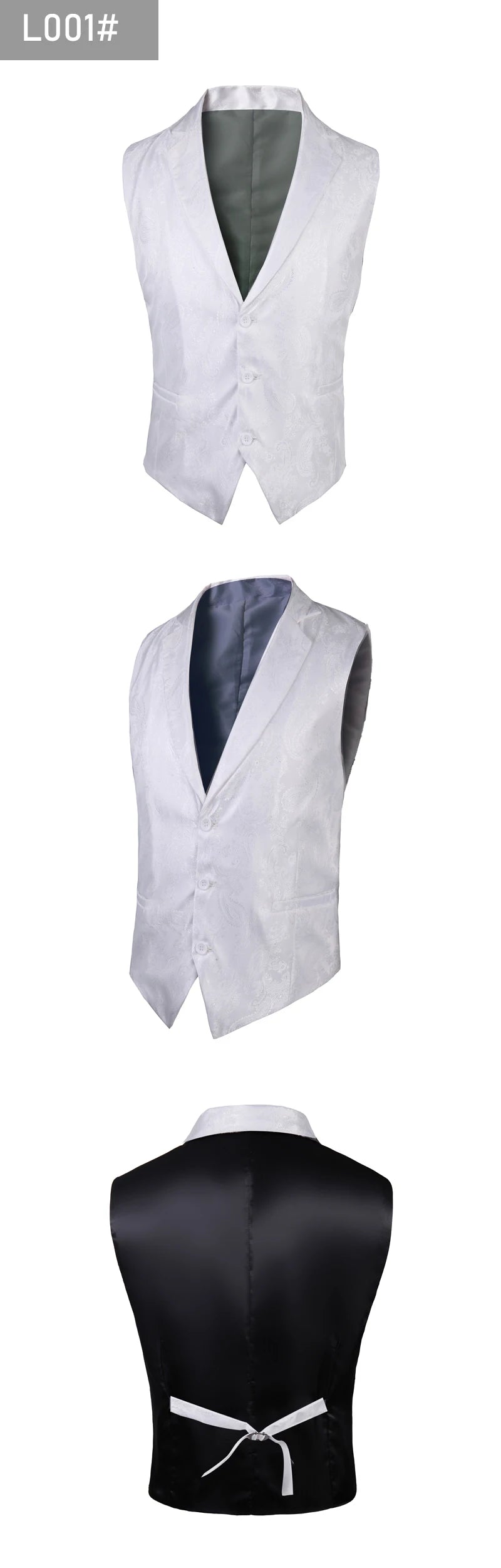 New High-end Suit Collar Jacquard White Vest for Men,