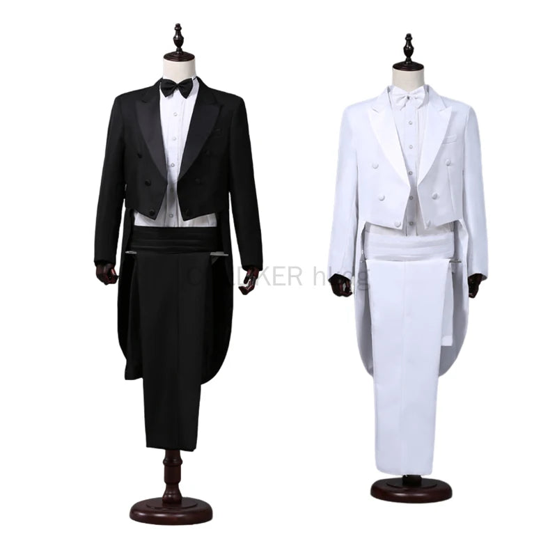 Men's Tuxedo Costume Vintage Formal Tailcoat Slim Fits.