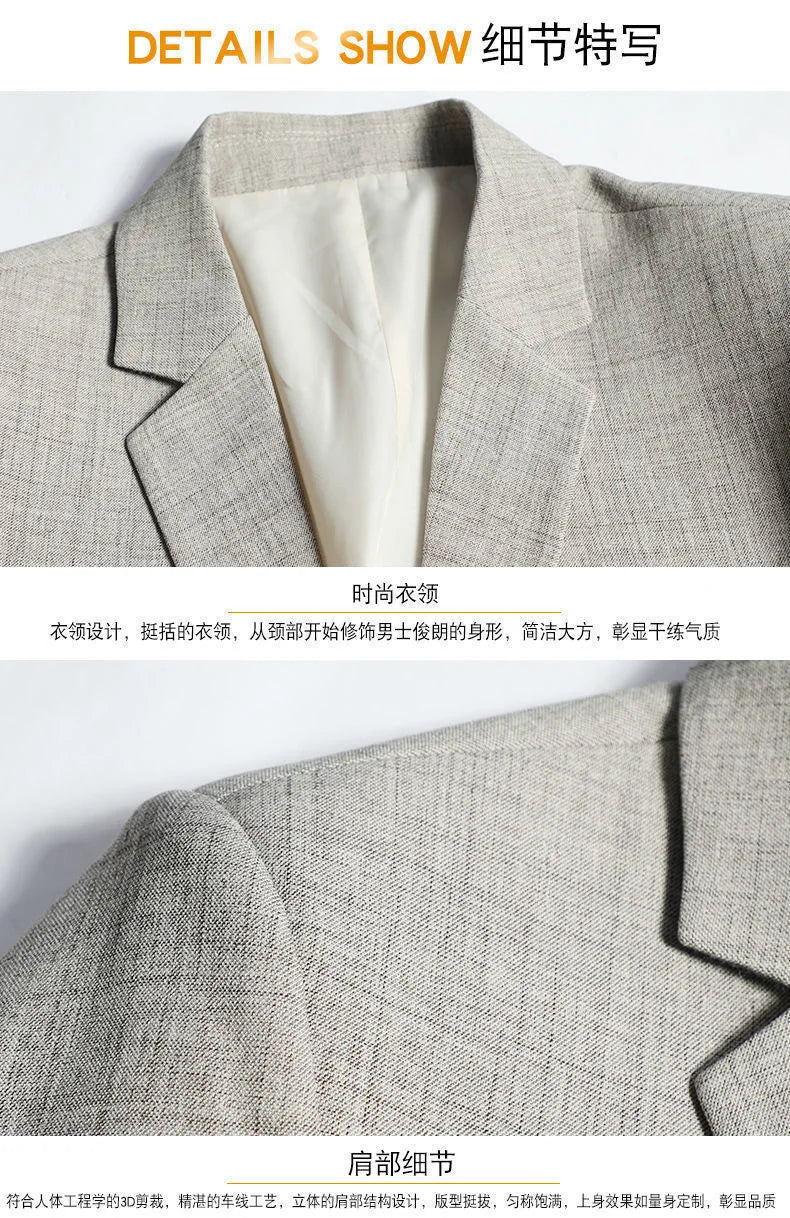 New Men Suit Jacket Thin Blazers Spring Autumn Solid Business .