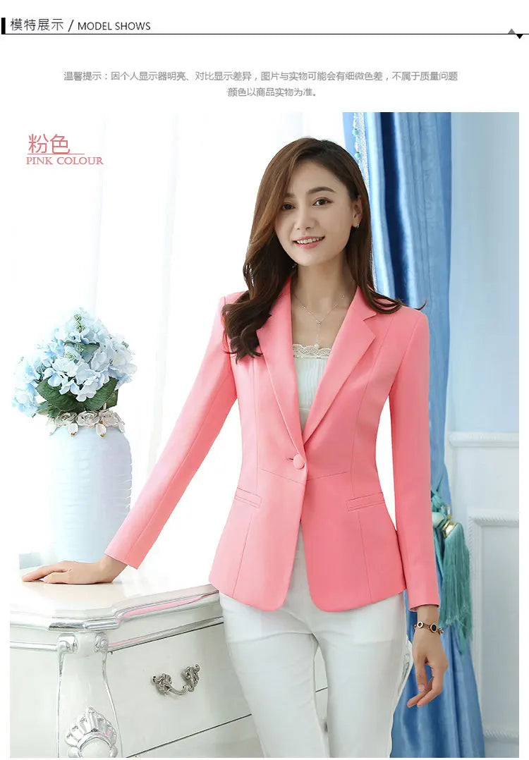 Women Blazer Office Lady Elegant Slim Notched Women Blazers .