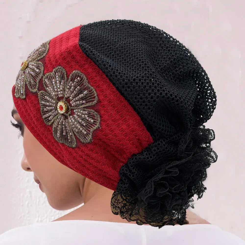 Muslim Under Scarf Hat Cancer Chemo Hats Turbante mujer Embroidery.