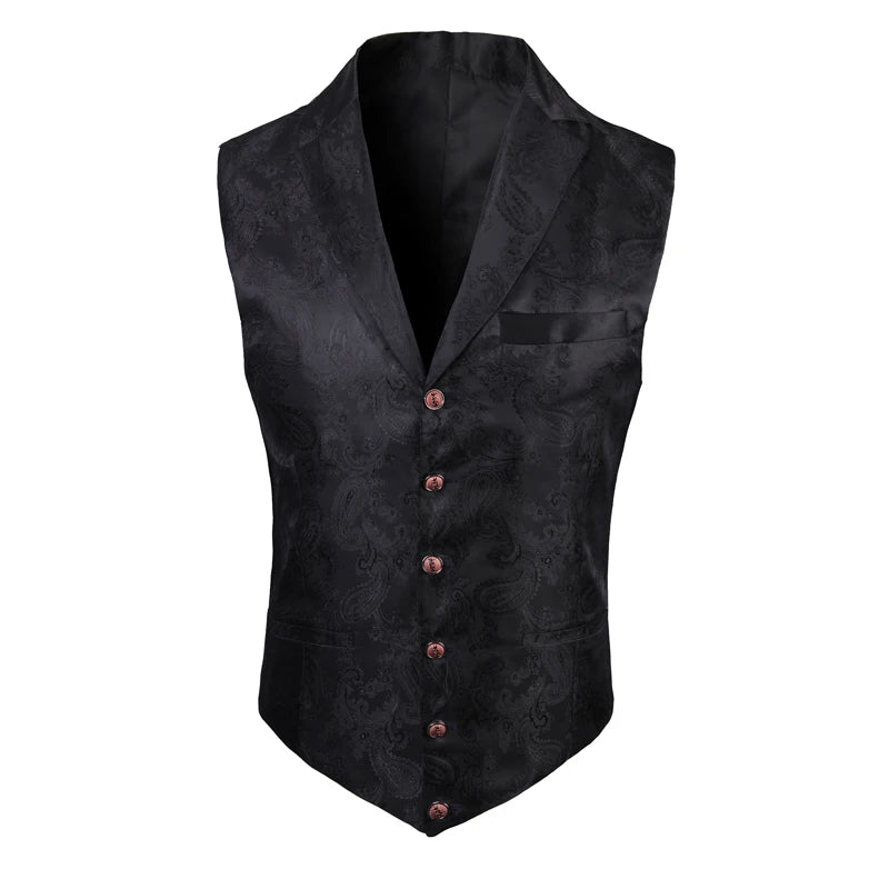 New High-end Suit Collar Jacquard White Vest for Men,