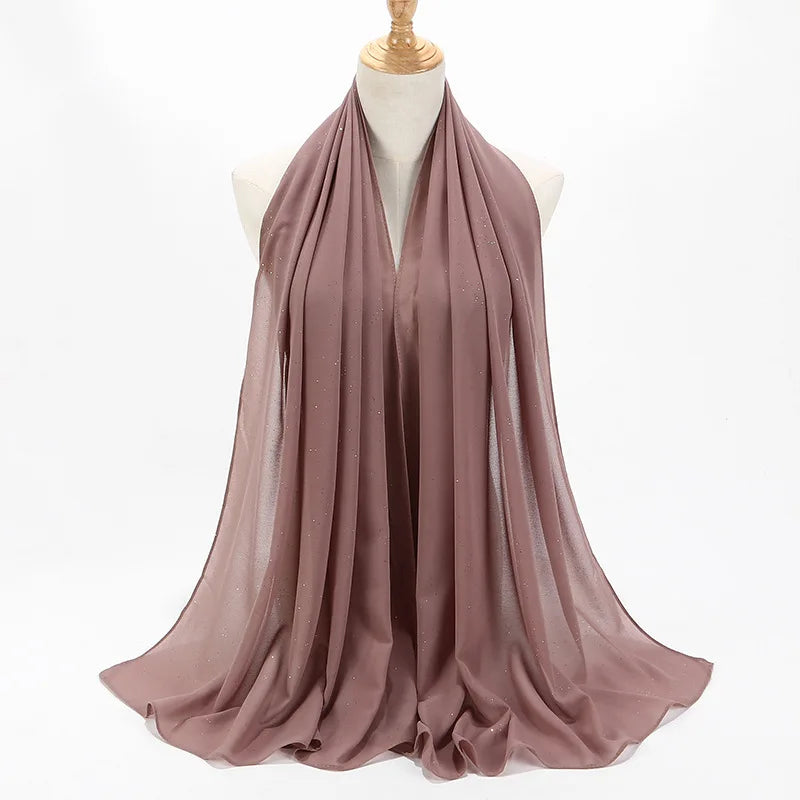 180*75cm Bronzing Muslim Chiffon Hijab Shawls Scarf Women Solid Color Head Wraps Women Hijabs Scarves Ladies Foulard Femme Veil