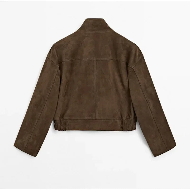 Street Suede Women's Jackets Vintage Brown.