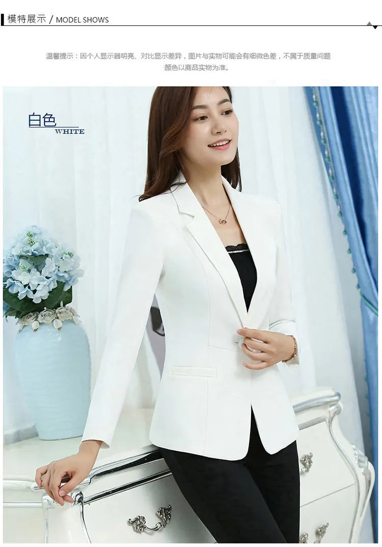 Women Blazer Office Lady Elegant Slim Notched Women Blazers .