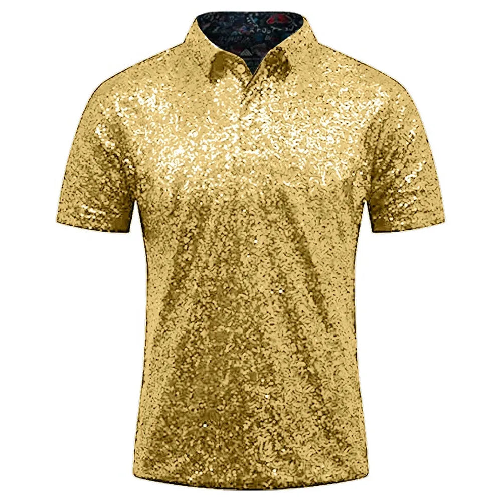 Mens  Short Sleeve T Shirt Fashion Disco Party Stage Costume.