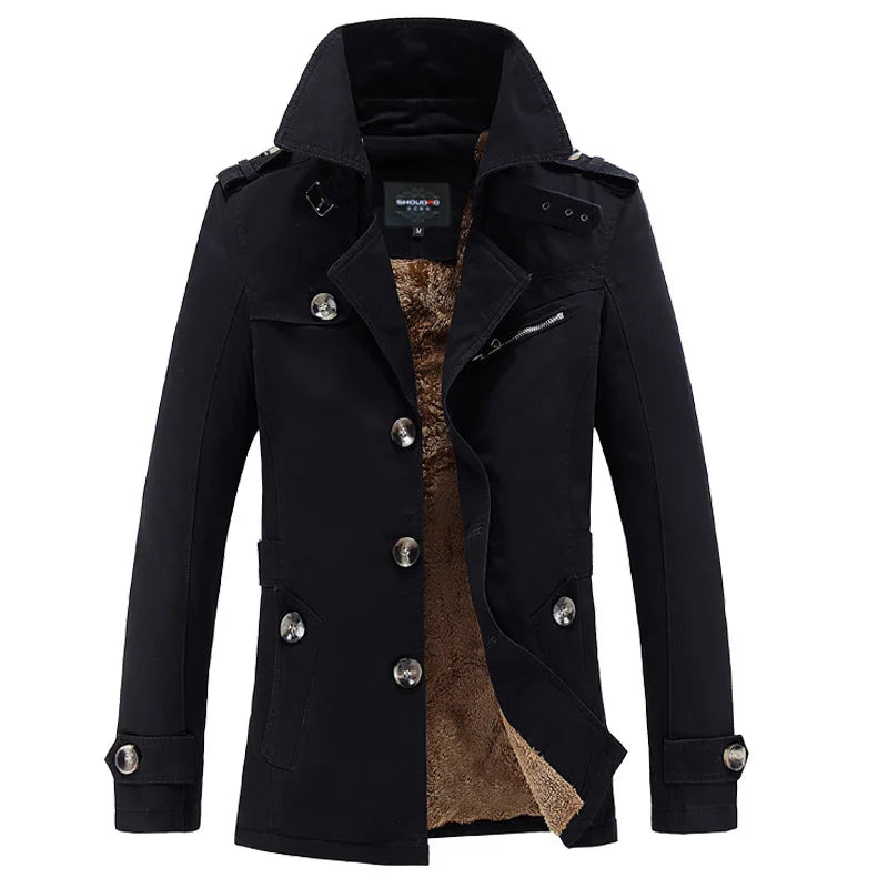 Men Long Winter Jackets Slim Fit Warm Trench Coats .