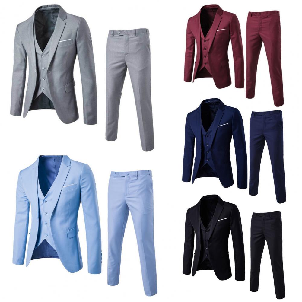 Men Three-piece Suit Men's Formal Business Style Slim Fit Wedding Suit Set .