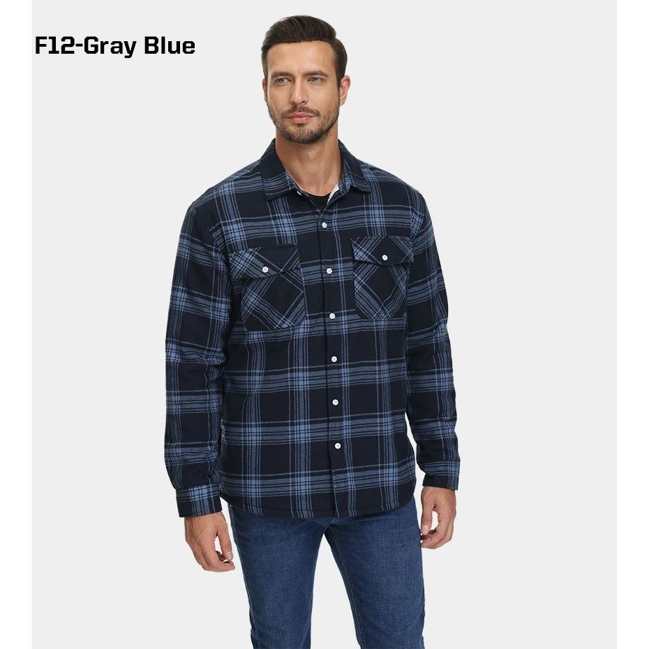 MAGCOMSEN Men's Fleece Plaid Flannel Shirt Jacket.